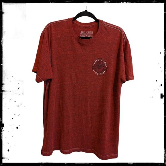 AFFLICTION Live Fast Freedom Defender Home of the Brave Red T-shirt Men's XL - Picture 2 of 4
